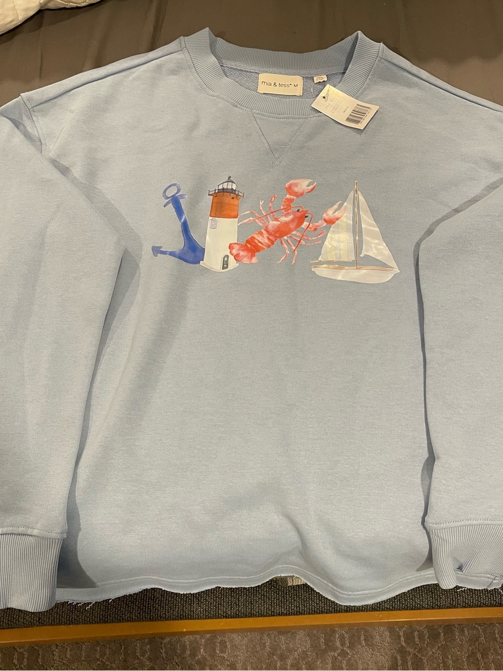 Mia & Tess Light Blue Nautical Crewneck Sweater